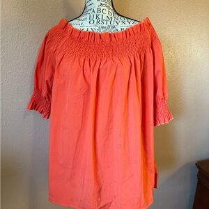 Zanzea Coral Smocked Off-Shoulder Blouse